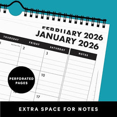 PAPERAGE 2026 Calendar, 12 Months (January 2026 - December 2026), Small (9 in x 11 in), Minimalist Wall and Desk Calendar with Monthly Views, Yearly Plans & Notes Section – Raspberry