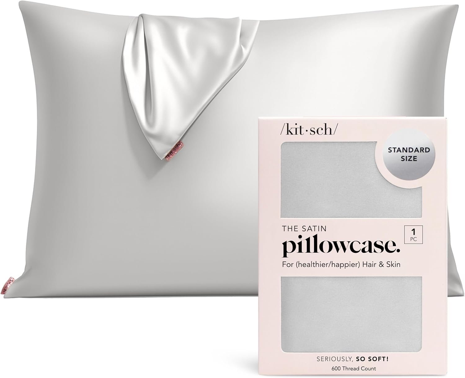 Kitsch Satin Pillowcase with Zipper for Hair & Skin - Softer Than Silk Pillow Cases, Smooth Cooling Satin Pillow Case, Wrinkle-Free, Machine Washable, Pillow Cases Standard Size 19x26 - Lavender Dormly