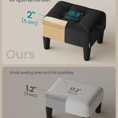 SONGMICS Foot Stool with Legs, Small Footstool Ottoman, Linen-Look Fabric Seat with Thick Cushion, for Living Room, Bedroom, Entryway, 330 lb Weight Capacity, Ink Black ULOM502B01