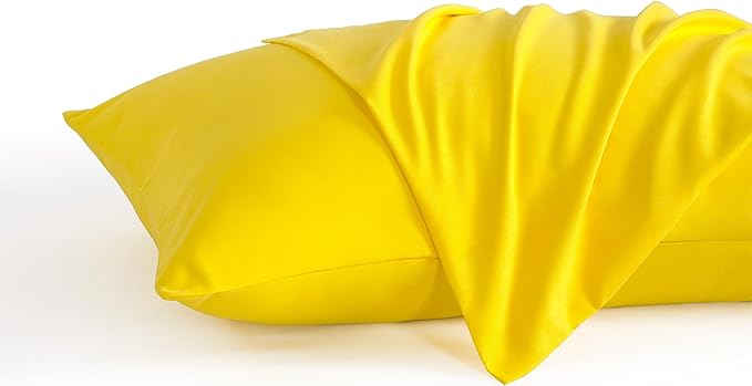 NTBAY Standard Pillow Cases Set of 2, 2 Pack Brushed Microfiber 20x26 Pillow Cases, Soft, Wrinkle, Fade, Stain Resistant Yellow Pillow Cases with Envelope Closure, 20x26 Inches, Yellow