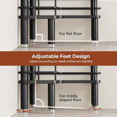 Orimade Rustproof 3 Tier Floor Standing Corner Shower Caddy Organizer with Toothbrush Holder, Large Spacing Floor Shower Shelf Rack Storage Stands with Hooks for Bathroom Kitchen, Black