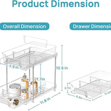 Vtopmart 4 Pack 2 Tier Bathroom Under Sink Organizers and Storage, Clear Kitchen Pantry Organization, Pull Out Medicine Cabinet Organizer with Movable Dividers
