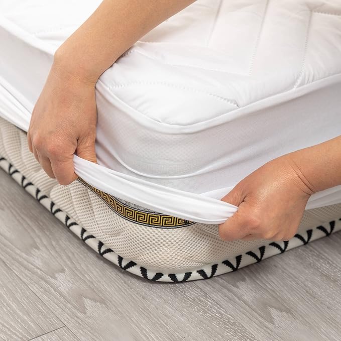 Kingnex Waterproof Quilted Twin XL Mattress Protector Pad for Extra Long Twin College Dorm Room Bed Fitted Sheet Padded Mattress Cover