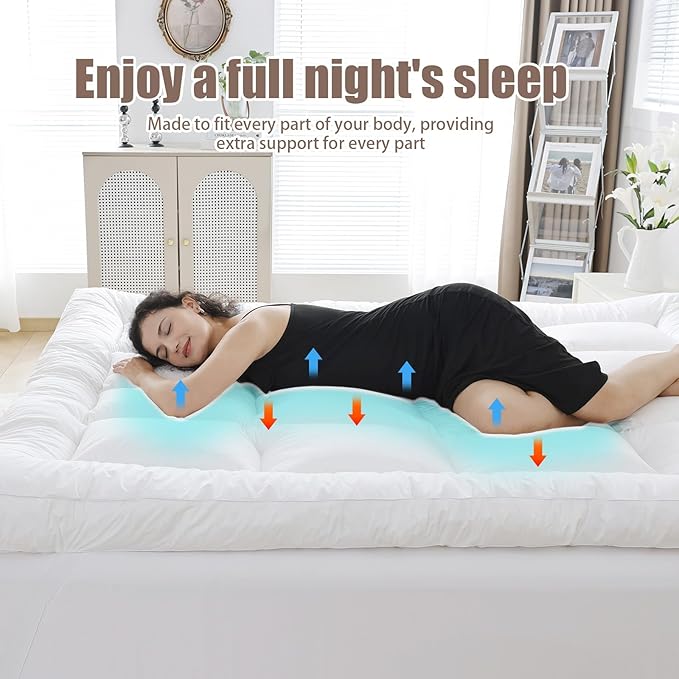 WhatsBedding 5 Inch Memory Foam Mattress Topper Queen for Back Pain Relief, Filled with Breathable Memory Foam, Soft Fluffy Supportive Bed Mattress Topper, 80x60x5 in