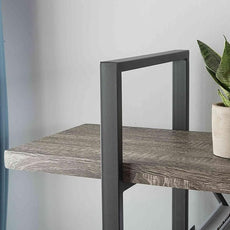 HSH 3-Shelf Bookcase, Rustic Gray 3 Tier Bookshelf, Vintage Industrial Wooden and Metal Display and Storage Bookshelves Tower for Home Office Livingroom Bedroom Light Grey Oak