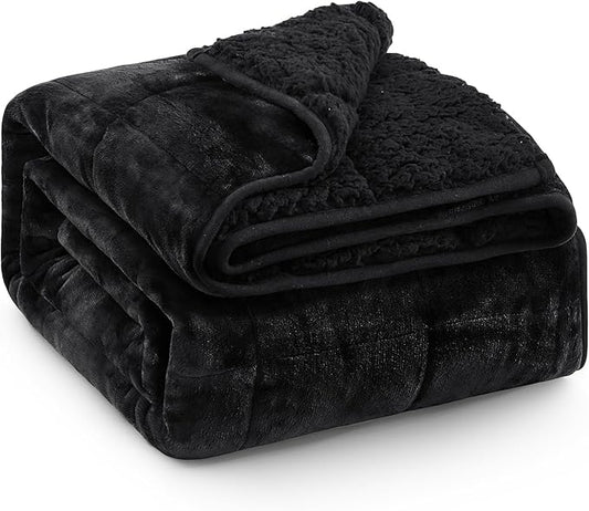 Super Fuzzy Soft Sherpa Fleece Weighted Blanket, 15 lbs Dual Sided Fluffy Heavy Weighted Blankets for Adults - No Bunching with Double Layers of Soft Inner Lining (60"x 80", 15 Pounds)