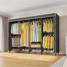 VIPEK V40C Plus Large Covered Clothes Rack for Hanging Clothes, Heavy Duty Portable Wardrobe Closet, Black Metal with Oxford Fabric Cover, Max Load 1300lbs