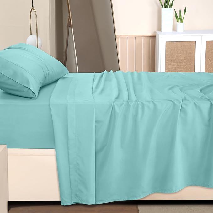 Utopia Bedding Twin XL Sheet Set – 3 Piece Bed Sheets for Twin XL Size Bed, Soft and Breathable Microfiber, Includes 1 Fitted Sheet, 1 Flat Sheet and 1 Pillowcase (Spa Blue)