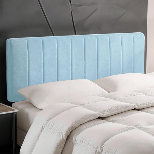 Upholstered Queen Headboard - Easy Assemble Channel Stitched Headboard Queen Size - Wall Mounted Headboards with 3D Soundproof Wall Panels Peel & Stick Floating Headboards, 08-Ice Blue