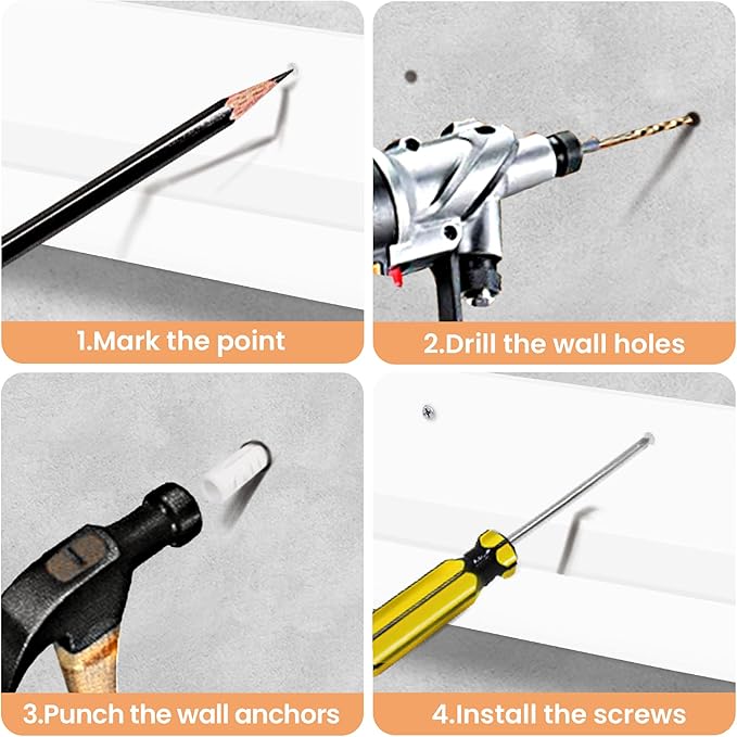 upsimples Acrylic Shelves for Wall Decor, 15" Display Shelf Perfume Organizer for Bathroom, Bedroom, Living Room, Floating Bookshelves for Kids, White, 4 Pack