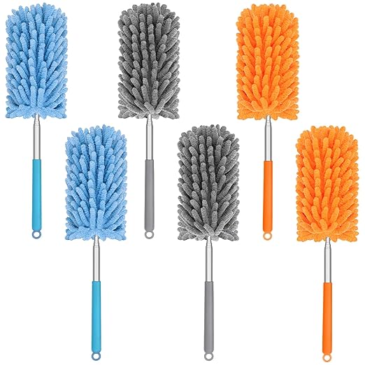 Mini Duster for Cleaning, 360° Bendable Hand Dusters with Extension Pole, Washable Small Duster for Car Interior, Office, Furniture