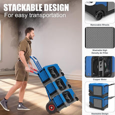 Mounto MOUNTO 268Pints LGR Commercial Compact Dehumidifier with Pump and Drain Hose, LGR Portable Dehumidifier with wheels for Home, Basements, Garages, and Job Sites (Blue)