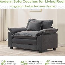 Modular Sectional Sofa, Comfy Cloud Couch Sectional Sofa, Velvet Sofa Sleeper Deep Seat Sofa with Throw Pillows for Living Room (Blue Gray, 53