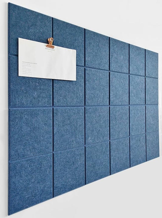 Cork Board 24 x36 Alternative - 6 Pack Felt Wall Tiles with Safe Removable Adhesive Tabs, Cork Boards for Walls Cork Board for Home Office Pin Board Tack Board - Ocean Blue
