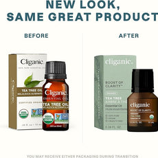 Cliganic Organic Tea Tree Essential Oil, 100% Pure Natural, for Aromatherapy | Non-GMO Verified (Packaging May Vary)