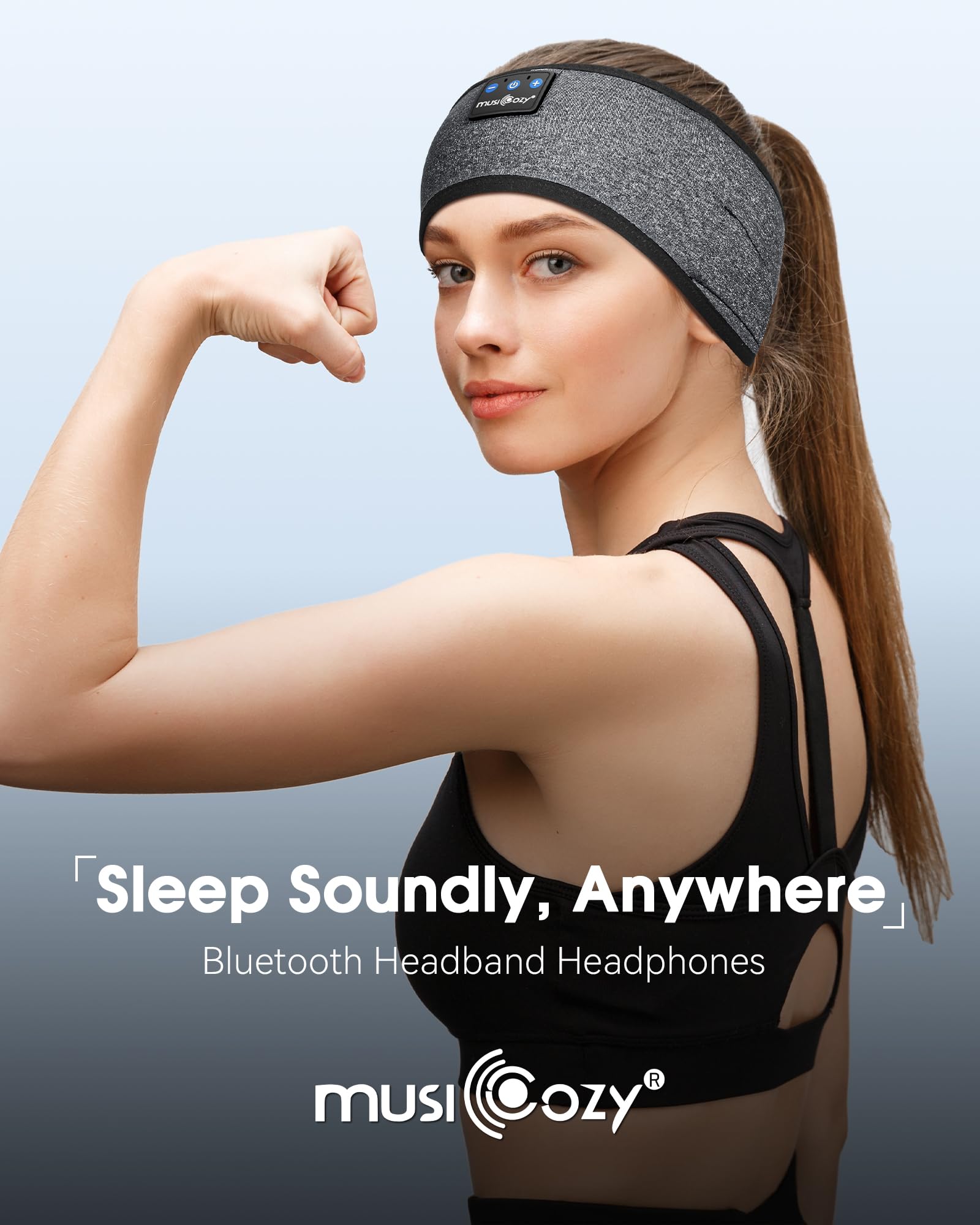 MUSICOZY Sleep Headphones Bluetooth 5.4 Headband, Sports Wireless Earphones Sweat Resistant Earbuds Sleeping Headphone with Ultra-Thin HD Stereo Speaker for Workout Running Cool Gadgets Unique Gifts Dormly