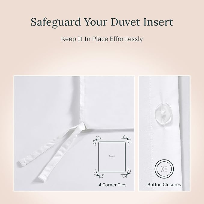 California Design Den Duvet Cover Queen Size/Full Size -Winner Good Housekeeping Best Bedding Awards 2025, 400 Thread Count Sateen, 100% Cotton Bedding Duvet Covers,Button Closure & Corner Ties -White