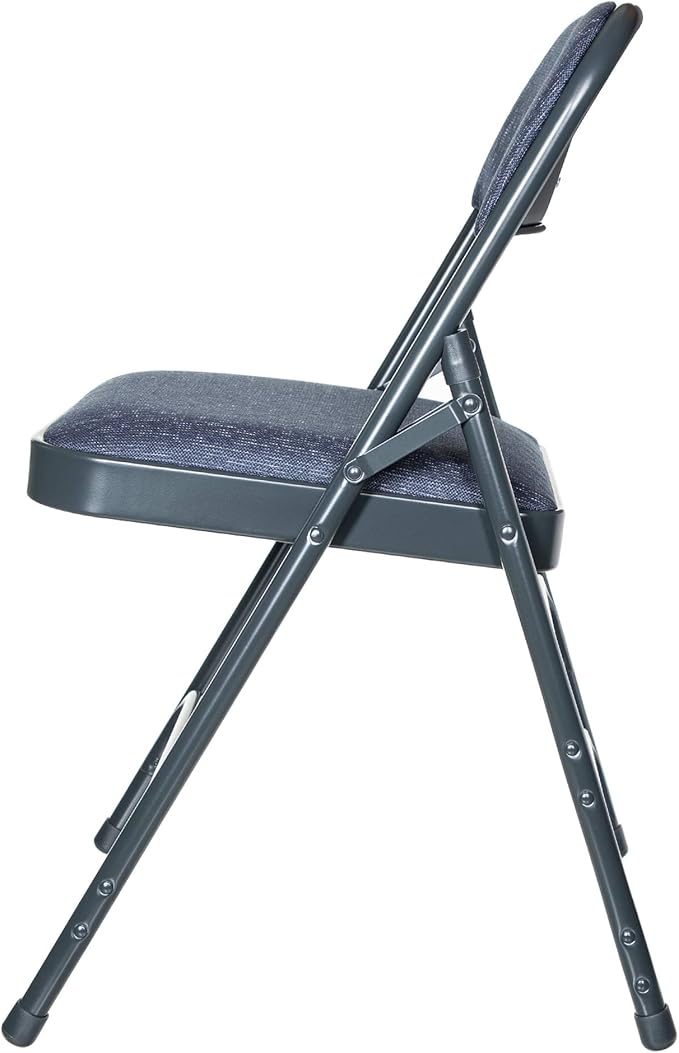 OEF Furnishings OEF2300 Series Heavy-Duty Premium Fabric Padded Upholstery Double-Hinged Triple-Braced Folding Chairs (4-Pack, Midnight Blue)