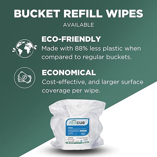 REScue Canister Wipes & Bucket Wipes 4 Pack – Disinfectant Cleaner for Vet Use, Designed to Clean Kennels, Litter Boxes & More