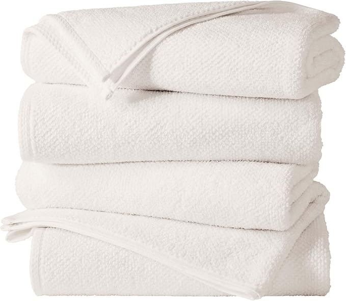 Great Bay Home 100% Cotton 4 Pack 54x27 Bath Towel Set - Absorbent, Quick-Drying, Durable Towels for Bathroom Decor - Low-Twist, Two-Ply Fibers (Ivory)