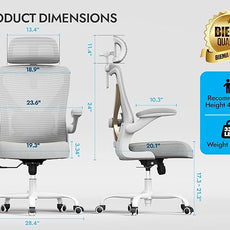 Ergonomic Office Chair-Computer Desk Chairs Comfy, Mesh High-Back Gaming Chair with Adjustable Lumbar Support & Headrest, Executive Task Chair for Adults, Comfortable for Long Hours (Gold)