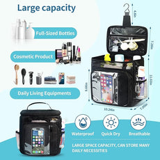 Dorm Room Essentials for Guys Girls Boys, Hanging Toiletry Bag，Waterproof Travel Shower Caddy Organizer with Clear Pockets, Mesh Compartments & Hook Portable Toiletry Bag for Gym, Camping, Cruise