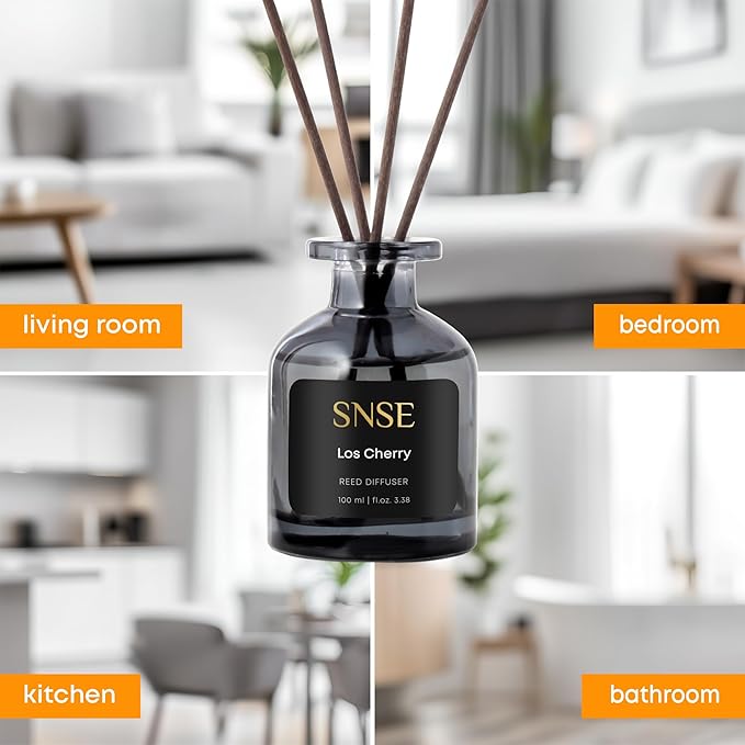 SNSE Los Cherry Perfumed Reed Diffuser Set - Premium Reed Diffusers for Home with Diffuser Reeds, Luxurious Gift Aroma, Sophisticated Scent, Ideal for Relaxation, Elegant Home Fragrance