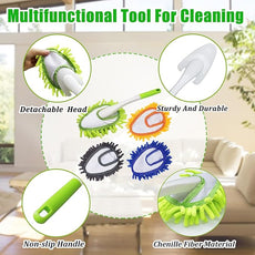 Microfiber Duster for Cleaning, Hand Washable Dusters with 4 pcs Replaceable Microfiber Head,Wet and Dry Use, Detachable Cleaning Supplies for Office, Car, Window, Furniture, Wall