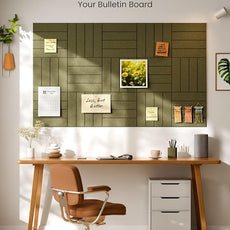 Bumusty Large Cork Board Alternative-36 x24 Felt Bulletin Board Tiles, with 30 Pushpins, 40 Adhesive Tabs, 6-Pack Slat Wall Paneling, Cork Boards for Office Push Pin Board Felt Board-Olive Green