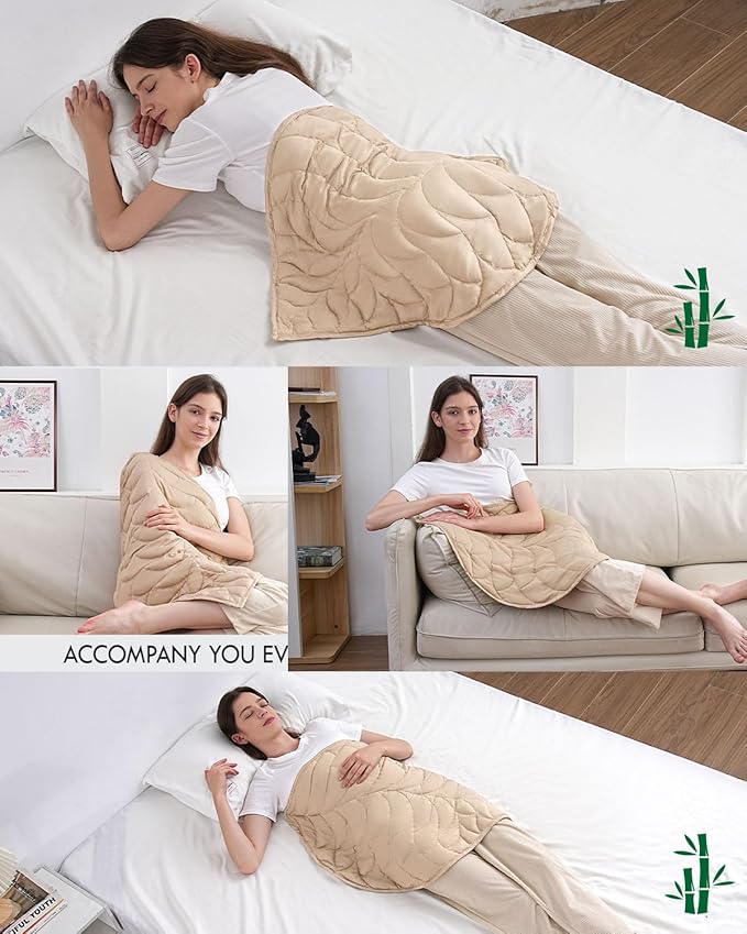 Kaisa Weighted Blanket for Adults(5 lbs, 23"x29"), Microfiber Breathable Weighted Lap Blanket Machine Washable, Small Heavy Blankets with Glass Beads for Home Sleep &Travel,Golden