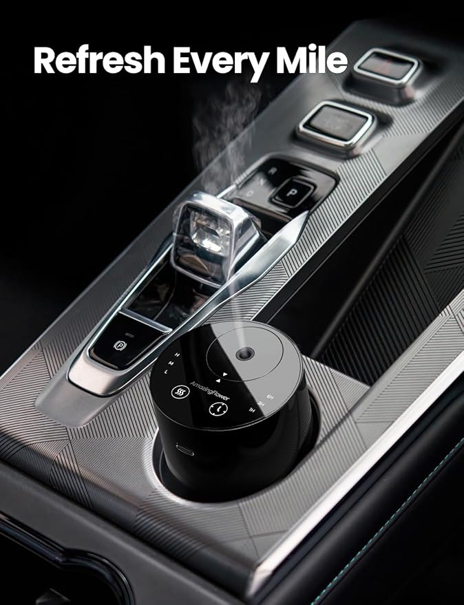 Waterless Essential Oil Diffuser, Portable Aromatherapy Diffuser with 20mL Capacity, Battery Operated Mini Scent Diffuser,3 Mist Levels & Timers, Leak-Free, for Home, Car, Office (Black)