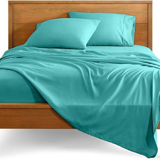 Bare Home Queen Sheet Set - Luxury 1800 Ultra-Soft Microfiber Queen Bed Sheets - Double Brushed - Deep Pockets - Easy Fit - 4 Piece Set - Bedding Sheets & Pillowcases (Queen, Turquoise)