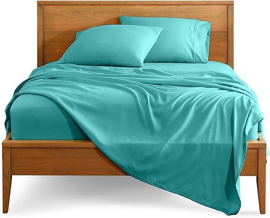 Bare Home Queen Sheet Set - Luxury 1800 Ultra-Soft Microfiber Queen Bed Sheets - Double Brushed - Deep Pockets - Easy Fit - 4 Piece Set - Bedding Sheets & Pillowcases (Queen, Turquoise)