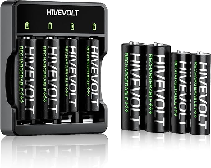 Rechargeable AA and AAA Batteries with Charger, High Capacity 4 Pack 2800mAh Ni-MH Double A and 4 Pack 1100mAh Ni-MH Triple A Battery