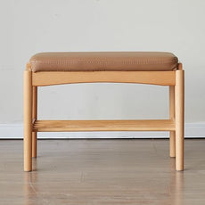 Solid Wood Shoe Bench Assembled, Shoe Rack Bench with Silicone Leather Cushion for Entryway, Living Room, Bedroom, Hallway, 11.8