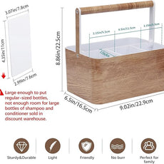 Shower Caddy Portable for College: Devided Bathroom Caddy Shower Basket for Dorm with Handle, Plastic Bathroom Counter Organizer Storage Tote Bin for Dorm,Kitchen,Cabinet, Wood Grain