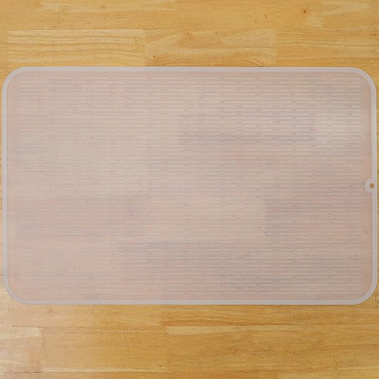 Silicone Dish Drying Mat for Multiple Usage,Easy clean,Eco-friendly,Heat-resistant Silicone Mat for Kitchen Counter or Sink,Refrigerator or Drawer Liner Translucent 3XL 28 inches x 18 inches