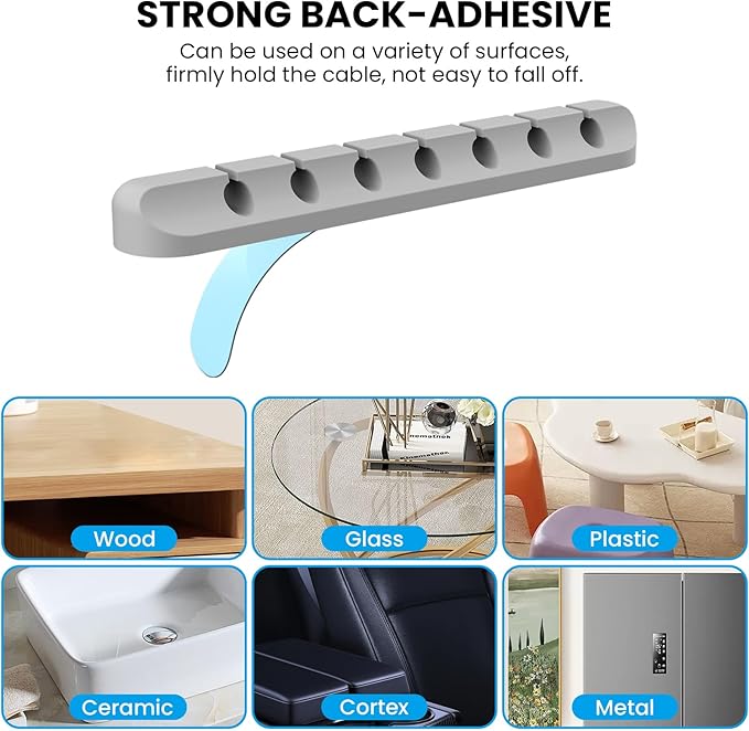 AhaStyle Cable Clips, 3 Pack Cord Holders Cable Organizer Self Adhesive Cord Keeper for Desktop Organizing USB Cable/Nightstand Power Cord/Mouse Cable/Wire PC/Cord Clips for Home Office and Car