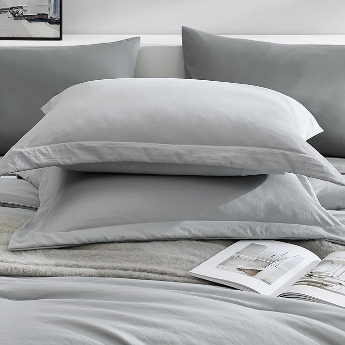 WRENSONGE Full Size Comforter Sets- 7 Pieces Soft Light Grey Bed in a Bag with Fitted Sheet, Flat Sheet, 2 Pillow Shams, 2 Pillowcases, Warm Bedding Sets for All Season