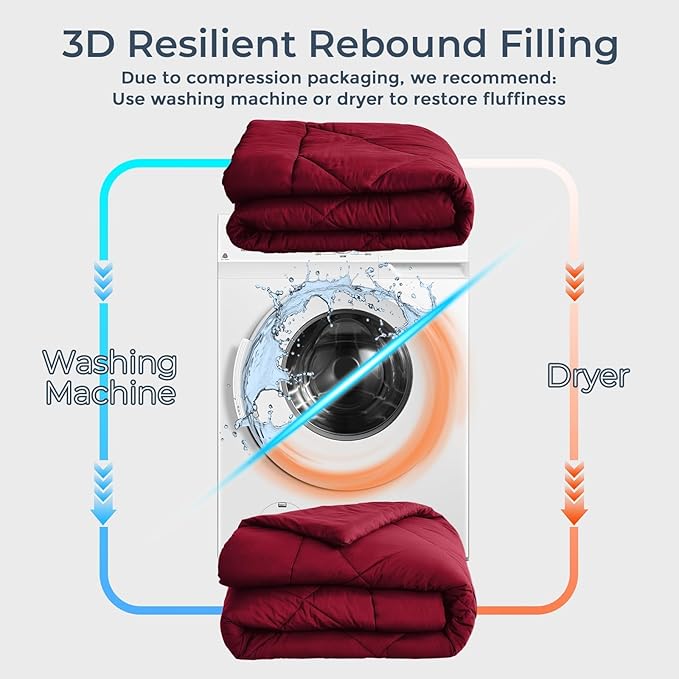 HEVUMYI Red King Comforter Set - 7-Piece All Season Bed in a Bag King, Ultra Soft Bedding Set with Comforter, Flat Sheet, Fitted Sheet, Pillowcases, Pillow Shams