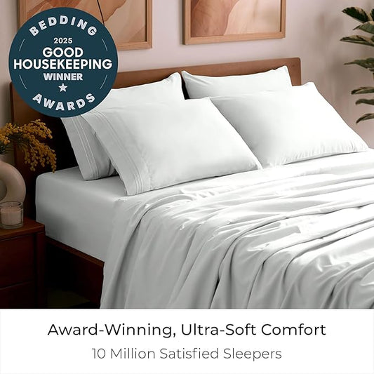 Mellanni King Sheet Set - 6-Piece Iconic Collection Bedding, (Including 4 Pillowcases), 21-Inch Extra Deep Pocket, Easy Care, Ultra Soft, Cooling Sheets, Brushed Microfiber - Ivory