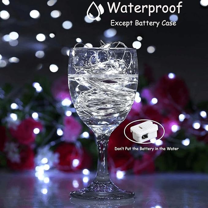 ZGWJ Fairy Lights Battery Operated, 8 Pack White Mini String Lights 20 LED 7FT Waterproof for Bedroom Decor, Easter, Halloween, Christmas, Party Indoor and Outdoor Decoration