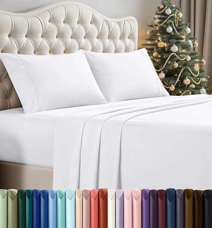 Utopia Bedding California King Sheet Set – 4 Piece Bed Sheets for Cal King Size Bed, Soft and Breathable Microfiber, Includes 1 Fitted Sheet, 1 Flat Sheet and 2 Pillowcases (White)