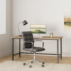 High Back Desk Chair, Modern PU Leather Home Office Task Chair with Arms, Adjustable Swivel Computer Executive Chair with Wheels (Black)