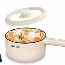 Dezin Electric Cooker, 2L Non-Stick Sauté Pan, Rapid Noodles Cooker, Mini Pot for Steak, Egg, Fried Rice, Ramen, Oatmeal, Soup with Power Adjustment, College Dorm Room Essential