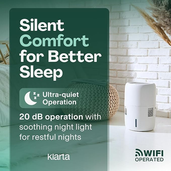 Smart Evaporative Humidifier with App Control & 3L Tank – Mist-Free, No White Dust – Quiet Operation for Better Sleep – Klarta Humea White