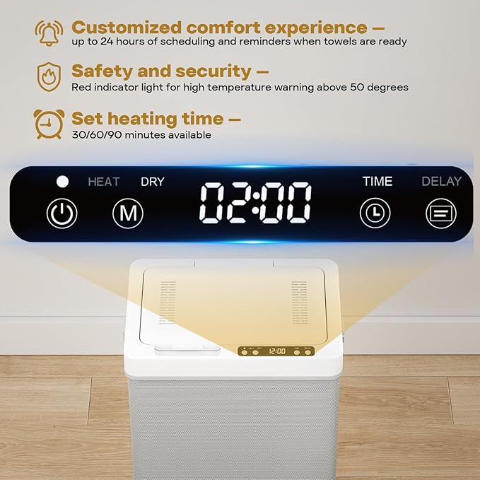 35L Towel Warmer Gift Set – Family-Sized Foldable Design with Window, Dual Safety Shut-Off for Overheat & Tip-Over, 12 Aroma Discs – A Spa-Like Luxury for Home & Loved Ones