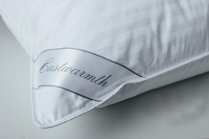 Goose Down Feather Soft Pillows One Pillow 100% Cotton Supportive Bed Pillow Stripe White Color Standard Size 20x26 inch