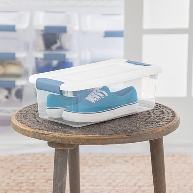 Sterilite 36-Pack Latching Box, Under Bed Storage Bins with Lids, Clear Plastic, 6 Quart - Heavy-Duty Organizing Containers for Closet, Bathroom, and Office