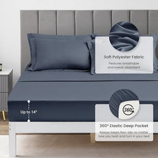 Love's cabin California King Comforter Set Navy Blue, 7 Pieces California King Bed in a Bag, All Season Bedding Sets with 1 Comforter, 1 Flat Sheet, 1 Fitted Sheet, 2 Pillowcase and 2 Pillow Sham